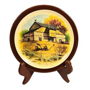 VTG Walker China Barn scene collectors plate signed PA. Ohio memorabilia art